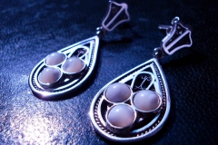 /K-Middleton/ Sterling Silver Filigree Earrings / Dimension 5.0 x 2.0 cm Ohrid Pearl round 0.5 cm