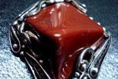 /Red Mount/ Russian Post-Concept / Sterling Silver Filigree Necklaces Jasper 2.5 x 2.5 cm / Dimension 5.1 x 3.1 cm