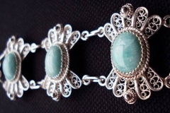 Sterling Silver Filigree Bracelets / Amazonit 1.3 x 1.1 cm Dimension 21.0 x 2.5 cm / BR 00001
