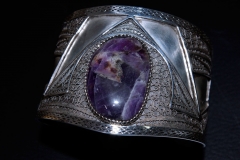 /Sirius Connection/ Sterling Silver Filigree Bracelets / Dimension 6.5 x 5.0 x 5.0 cm / Amethyst freeform 3.2 x 2.3 cm