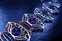 /Gor-Do-A/ Sterling Silver Filigree Bracelet / Amethyst Round 1.0 cm / Dimension 4.0 x 21.0 cm