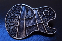 /AREA-GUITAR/ Sterling Silver Filigree Brooches / Dimension 4.5 x 3.5 cm