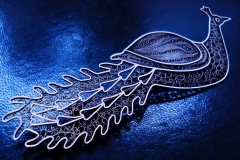 /B-Peacock of Stobi/ Sterling Silver Filigree Brooches / Dimension 11.5 x 3.5 cm For pr. Elica Maneva Ilustracija na Psalm 41, ptici koi pijat voda od kantarot se hristijanite sto treba da ja primat hristiovata vera Kako sto elenot kopnee po vodite izvorski, taka i srceto moe kopnee za tebe Boze...Pesna po koja e napravena ovaa ilustracija ...napisana od David...