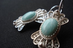Sterling Silver Filigree Earrings / Dimension 5.0 x 2.5 cm / Amazonit 1.3 x 1.1 cm
