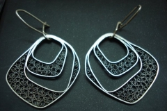 /Block/ Sterling Silver Filigree Earrings / Dimension 3.2 x 2.7 x 1.8 cm