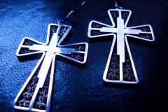 /IE-Cross/ Sterling Silver Filigree Earrings / Dimension 4.5 x 3.5 x 1.5 cm
