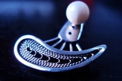 /May-B/ Sterling Silver Filigree Earrings / Ohrid Pearl ball 0.5 cm Dimension 2.0 x 2.0 cm