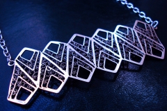 /Lines-N/ Sterling Silver Filigree Necklaces / Dimension 42.0 cm, 9.5 x 3.5 cm