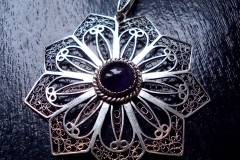 /Application 6/ Sterling Silver Filigree Pendant / Amethyst round 1.0 cm / Dimension round 5.5 cm