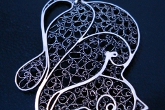 /N-cat/ Silver Filigree Pendant / Dimension 1.0 x 5.0 x 3.0 cm