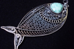 /Mart-Fi/ Sterling Silver Filigree Pendant / Dimension 8.0 x 3.5 cm / Amazon-it 2.0 x 1.8 cm