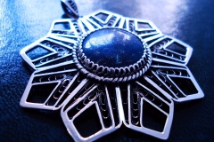 /Geometric Rosetta - Lapis Eye/ Sterling Silver Filigree Pendant / Lapis Lazuli round 2.0 cm / Dimension round 5.5 cm