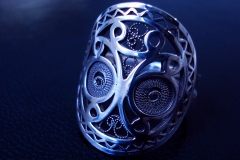 /Totem Face/ Sterling Silver Filigree Rings / Dimension round 3.0 cm