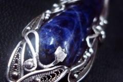 Russian Post-Concept / Sterling Silver Filigree Necklaces AA grade Sodalite / Dimension 7.0 x 2.5 cm / NE 00038