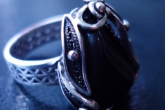 Russian Post-Concept / Sterling Silver Filigree Rings / Black Onyx / Dimension 1.8 x 1.6 cm / RI 00039