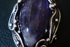 Russian Post-Concept / Sterling Silver Filigree Pendant Amethyst 2.0 x 1.5 cm / Dimension 4.0 x 2.5 cm / BR 00052