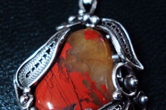 Russian Post-Concept / Sterling Silver Filigree Necklaces Jasper 2.0 x 1.6 cm / Dimension 3.0 x 2.0 cm / NE 00008